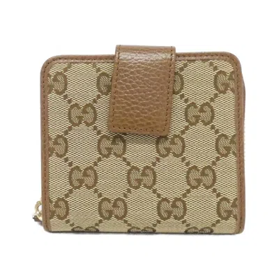 Pre-owned Gucci Beige Brown Gg Canvas Wallet (bi-fold) ()