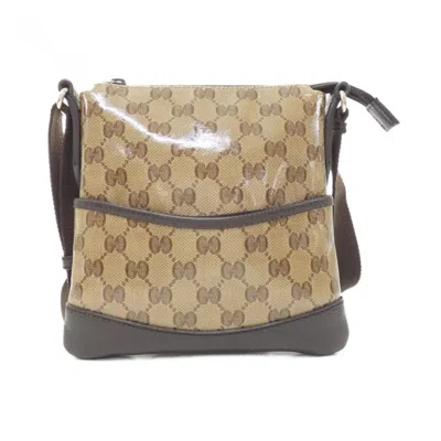 Pre-owned Gucci Beige Brown Gg Crystal Shoulder Bag ()
