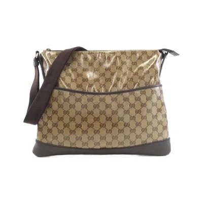 Pre-owned Gucci Beige Brown Gg Crystal Shoulder Bag () In Multi