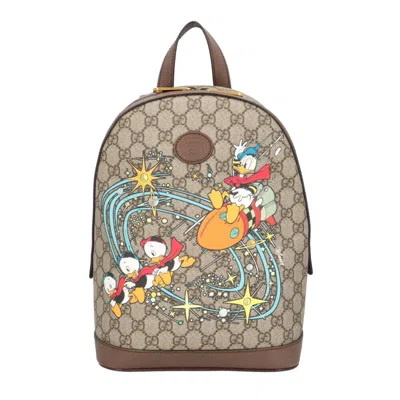 Pre-owned Gucci Beige Brown Gg Supreme Backpack ()