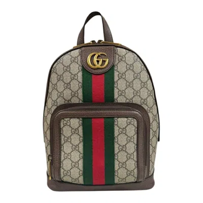 Pre-owned Gucci Beige Brown Gg Supreme Canvas Backpack () In Multi