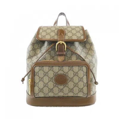 Pre-owned Gucci Beige Brown Gg Supreme Canvas Backpack () In Beige, Brown