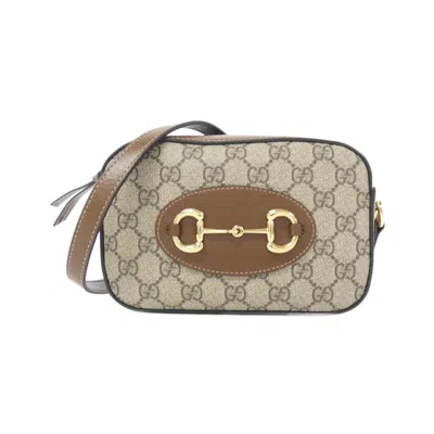 Pre-owned Gucci Beige Brown Gg Supreme Canvas Leather Shoulder Bag ()