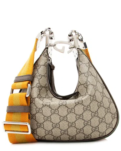 Gucci Beige, Brown Gg Supreme Coated Canvas & Leather Attache Small Shoulder Bag (authentic Pre-love In Multi