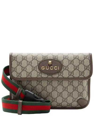 Pre-owned Gucci Beige, Brown Gg Supreme Coated Canvas, Leather, Nylon Neo Vintage Belt  Bag (authentic Pre-lov