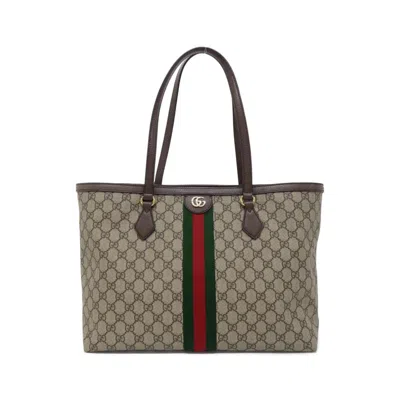 Pre-owned Gucci Beige Brown Gg Supreme Handbag Tote Bag ()