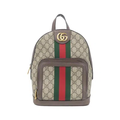 Pre-owned Gucci Beige Brown Gg Supreme Leather Backpack () In Multi