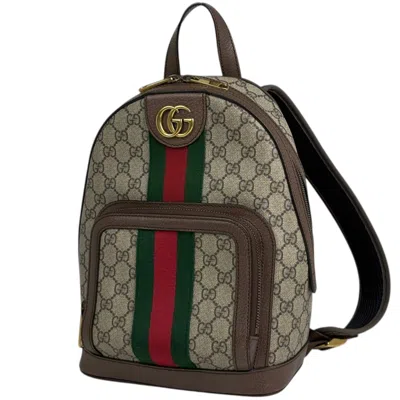 Pre-owned Gucci Beige Brown Gg Supreme Leather Backpack () In Multi