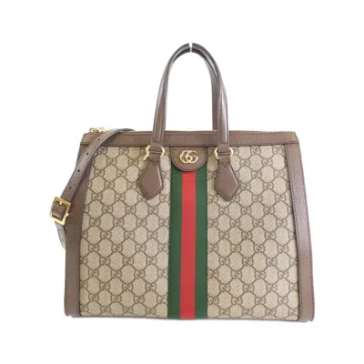 Pre-owned Gucci Beige Brown Gg Supreme Leather Handbag Shoulder Bag ()
