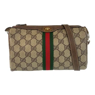 Pre-owned Gucci Beige Brown Gg Supreme Leather Pochette Shoulder Bag ()