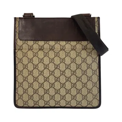 Pre-owned Gucci Beige Brown Gg Supreme Leather Pochette Shoulder Bag ()