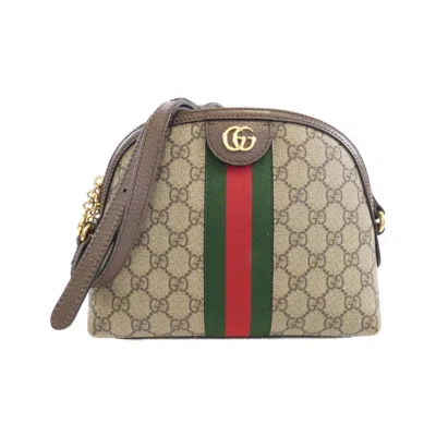 Pre-owned Gucci Beige Brown Gg Supreme Leather Shoulder Bag ()