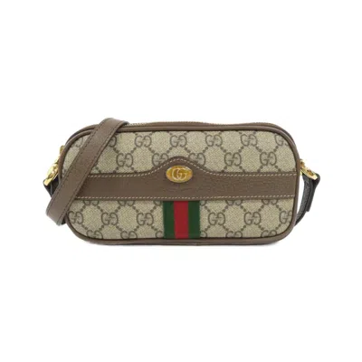 Pre-owned Gucci Beige Brown Gg Supreme Leather Shoulder Bag ()
