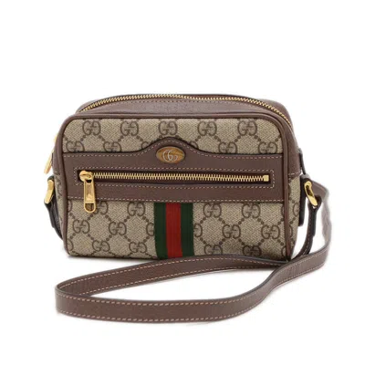 Pre-owned Gucci Beige Brown Gg Supreme Leather Shoulder Bag () In Multi