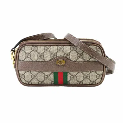 Pre-owned Gucci Beige Brown Gg Supreme Leather Shoulder Bag () In Multi