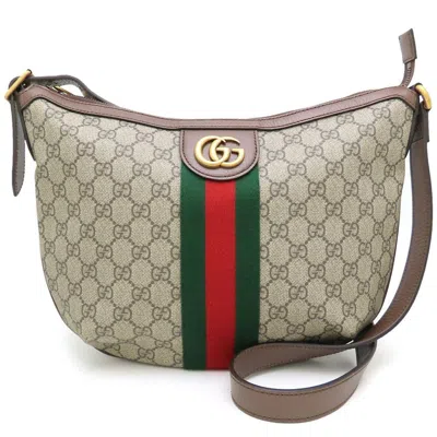 Pre-owned Gucci Beige Brown Gg Supreme Leather Shoulder Bag () In Multi