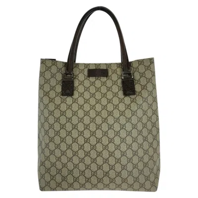 Pre-owned Gucci Beige Brown Gg Supreme Leather Shoulder Bag Tote Bag ()