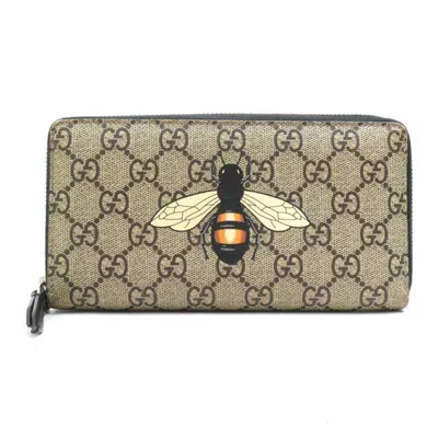 Pre-owned Gucci Beige Brown Gg Supreme Long Wallet (bi-fold) ()