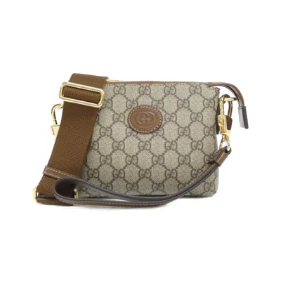 Pre-owned Gucci Beige Brown Gg Supreme Shoulder Bag ()