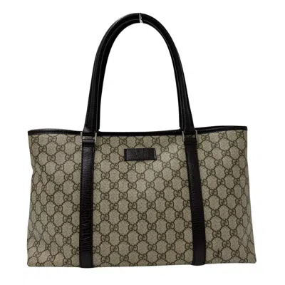 Pre-owned Gucci Beige Brown Gg Supreme Tote Bag () In Multi
