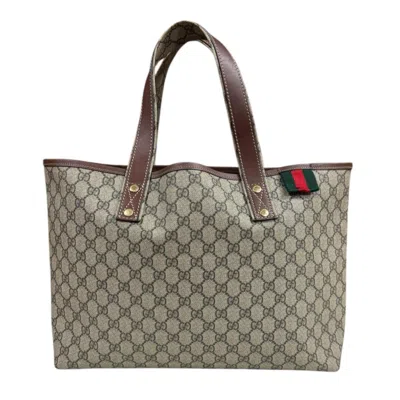 Pre-owned Gucci Beige Brown Gg Supreme Tote Bag () In Multi