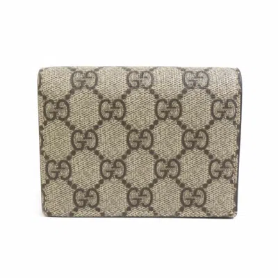 Pre-owned Gucci Beige Brown Gg Supreme Wallet (bi-fold) ()