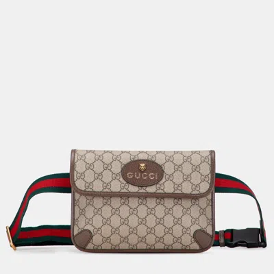 Pre-owned Gucci Beige Brown Gg Supreme Web Neo Vintage Belt Bag In Sand