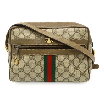 Pre-owned Gucci Beige Brown Green Red Color Pvc Leather Pochette Shoulder Bag ()