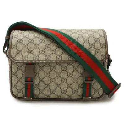 Pre-owned Gucci Beige Brown Green Red Color Pvc Leather Shoulder Bag ()