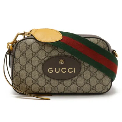 Pre-owned Gucci Beige Brown Green Red Color Yellow Gg Supreme Leather Clutch Bag Shoulder Bag ()