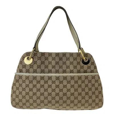 Pre-owned Gucci Beige Brown Ivory Gg Canvas Shoulder Bag Tote Bag ()