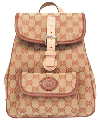 Pre-owned Gucci Beige, Brown Leather Backpack (authentic Pre-loved)