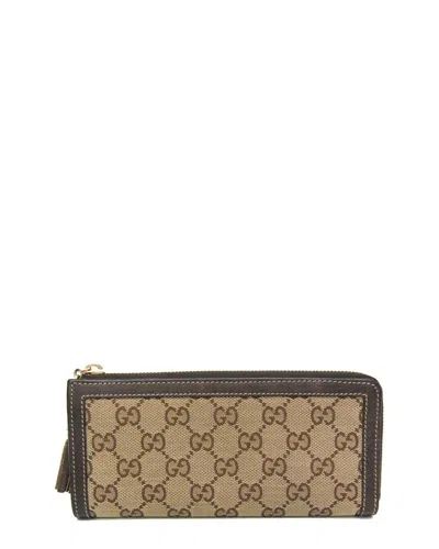Gucci Beige, Brown Leather, Canvas, Bamboo Bi-fold Wallet (authentic Pre-  Loved)