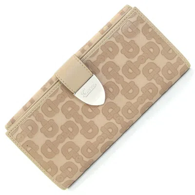 Pre-owned Gucci Beige Brown Leather Long Wallet (bi-fold) ()