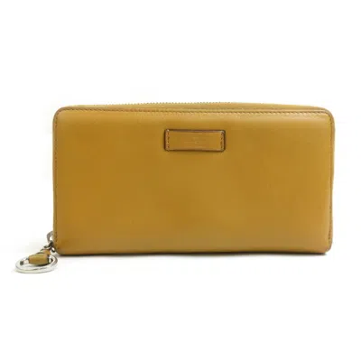 Pre-owned Gucci Beige Brown Leather Long Wallet (bi-fold) ()