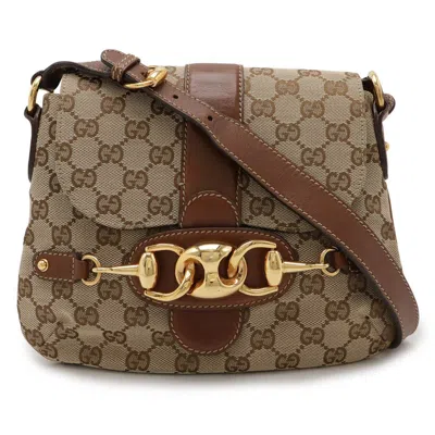 Pre-owned Gucci Beige Brown Leather Shoulder Bag ()