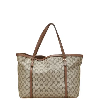 Pre-owned Gucci Beige Brown Leather Tote Bag ()