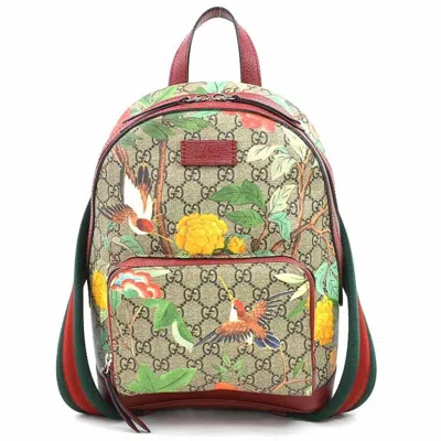 Pre-owned Gucci Beige Brown Multi-color Gg Supreme Leather Backpack ()