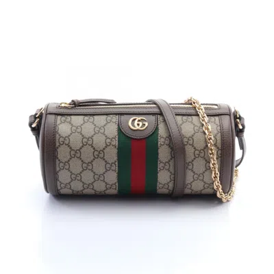 Gucci Beige Brown Multi-color Pvc Leather Shoulder Bag In Beige, Brown, Multi-color