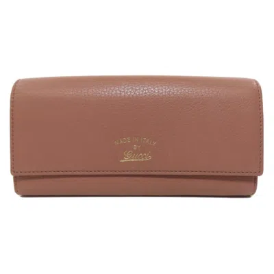 Pre-owned Gucci Beige Brown Pink Leather Coin Purse/coin Case () In Beige, Brown, Pink