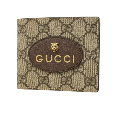 Pre-owned Gucci Beige Brown Pvc Bill Wallet (bi-fold) () In Multi