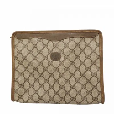 Pre-owned Gucci Beige Brown Pvc Clutch Bag () In Multi
