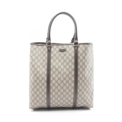 Pre-owned Gucci Beige Brown Pvc Coated Canvas Leather Tote Bag () In Multi
