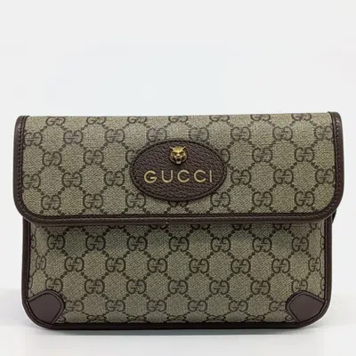 Pre-owned Gucci Beige Brown Pvc Gg Supreme Belt Bag In Sand