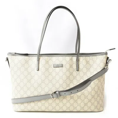 Pre-owned Gucci Beige Brown Pvc Gg Supreme Shoulder Bag Tote Bag () In Beige, Brown