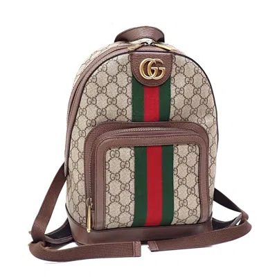 Pre-owned Gucci Beige Brown Pvc Leather Backpack () In Multi