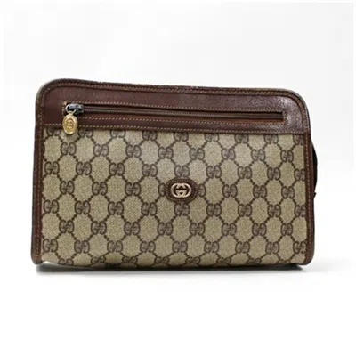 Pre-owned Gucci Beige Brown Pvc Leather Clutch Bag () In Multi
