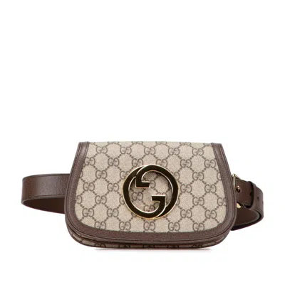 Pre-owned Gucci Beige Brown Pvc Leather Fanny Pack Sling Bag () In Multi