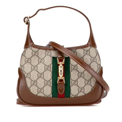 Pre-owned Gucci Beige Brown Pvc Leather Handbag Shoulder Bag ()