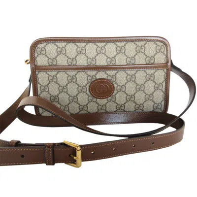 Pre-owned Gucci Beige Brown Pvc Leather Shoulder Bag () In Beige, Brown